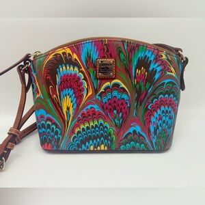 Dooney & Bourke Plumes Feathered Suki coated cotton crossbody bag purse